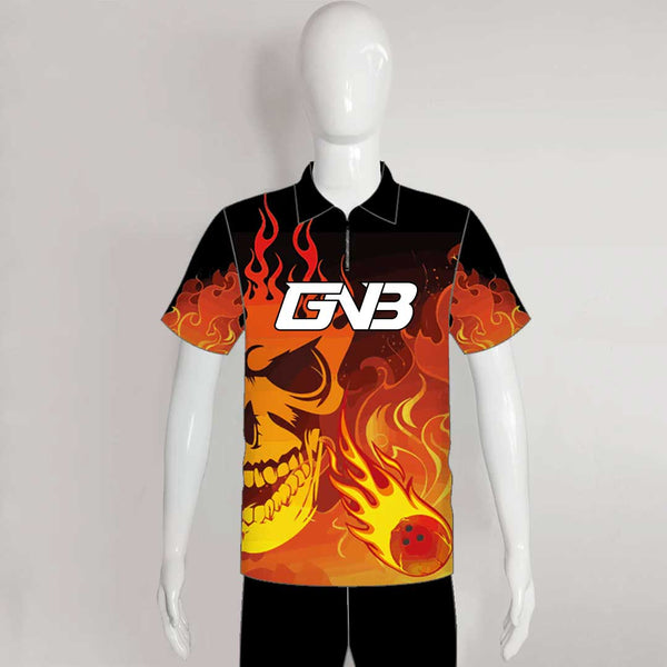 BJX3 Fire Skull Sublimated Custom Cool Bowling Jerseys