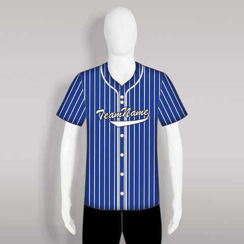 C49 Unisex Button Down Plain Blue Stripe Custom Baseball Jerseys