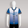X16 Gradient Blue Button Down Custom Dry Fit Baseball Jerseys
