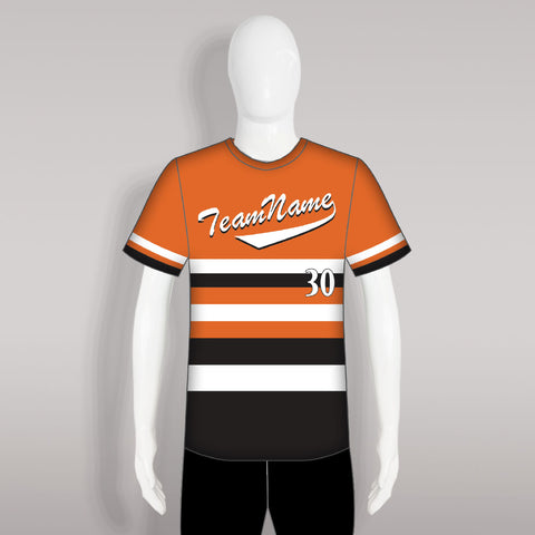 X19 Orange Black White Custom Mesh Baseball Jerseys Crew Neck