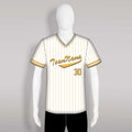 X4 White Gold Pinstripes Custom V-Neck Softball Baseball Jerseys