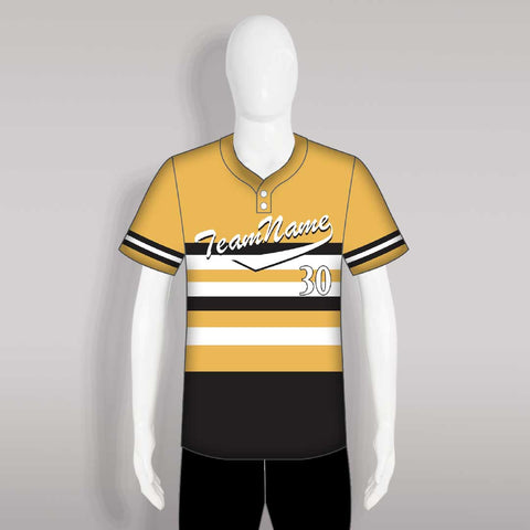 X8 Gold Black White Custom Two-Button Baseball Softball Jerseys