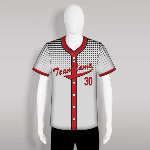 X9 Halftone Grey Custom Baseball Jerseys Button Down