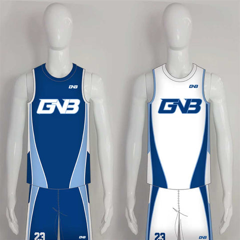 BSKZ5 White Blue Custom Adult Youth Reversible Basketball Jerseys