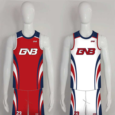 BSKZ6 Red White Navy Custom Blank Reversible Basketball Jerseys