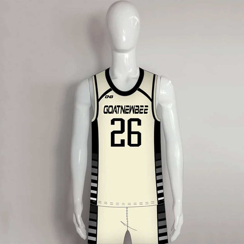 BSKX24 Cream Black Adults and Youth Custom Basketball Jerseys Shorts