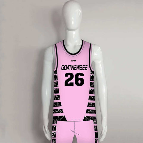 BSKX25 Pink Black Sublimated Custom Team Basketball Jerseys Shorts
