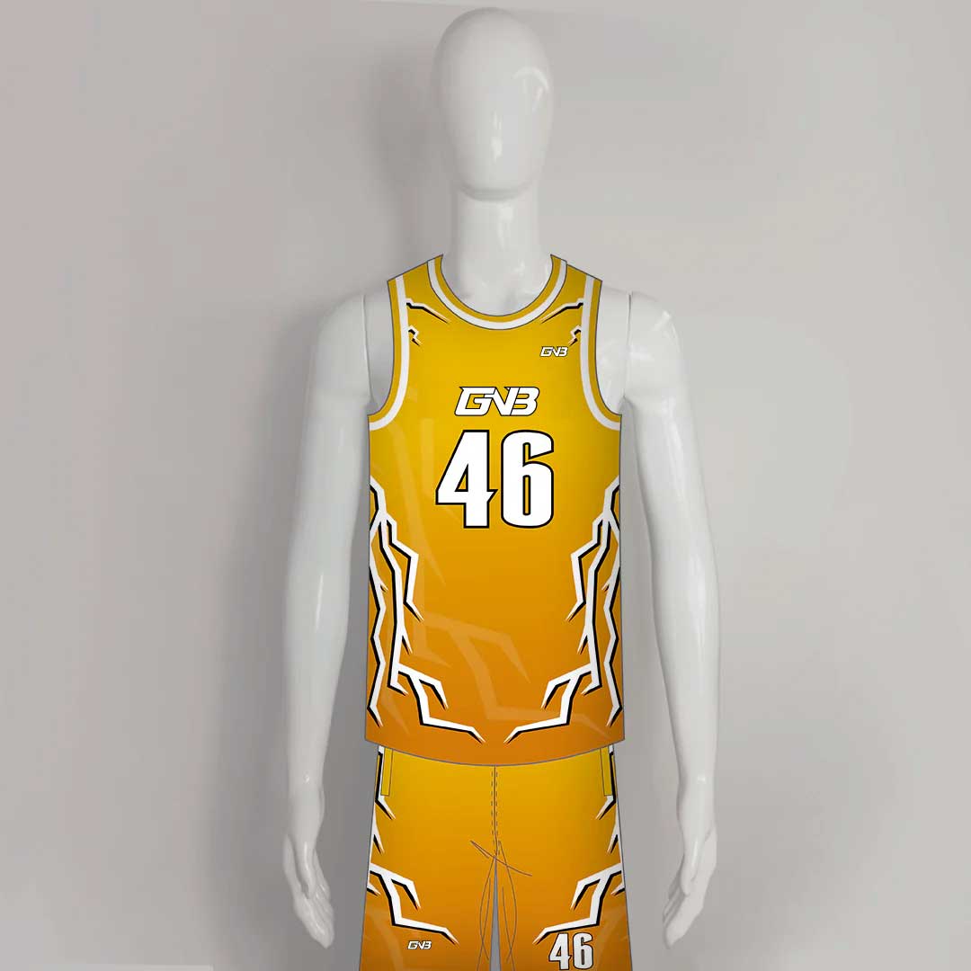 BSKX29 Lightning Gold Sublimated Custom Cool Basketball Jerseys Shorts