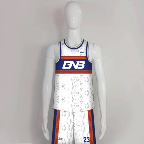 BSKZ1 Marble White Blue Orange Custom Basketball Jerseys and Shorts