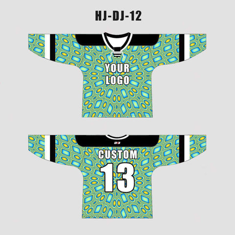 Aquamarine Trippy Kaleidoscope Custom EDM Laced Hockey/Basketball/Baseball Jerseys