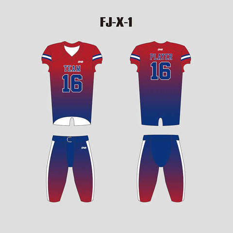 X1 Red White and Blue Sublimated Blank Custom Football Uniforms