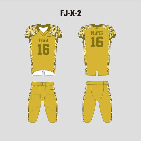 X2 Gold and Camo Blank Customized Football Uniforms Packages