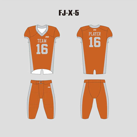 X5 Orange Grey Blank Custom Football Practice and Game Jerseys