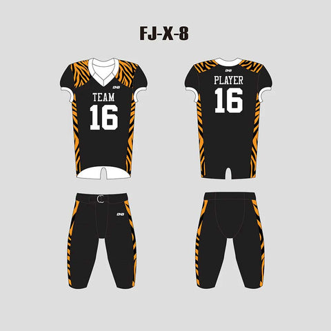 X8 Tiger Camo Black Custom Football Jerseys For Youth and Adults