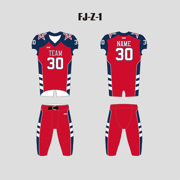 Z1 Red and Navy Adult Youth Custom Football Uniforms