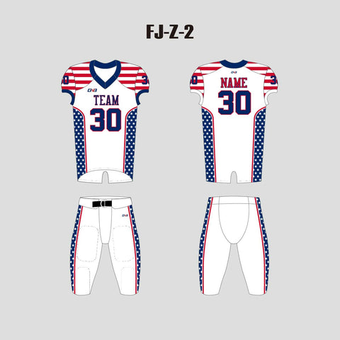 Z2 Patriotic White Custom Adult Youth Football Jerseys Pants