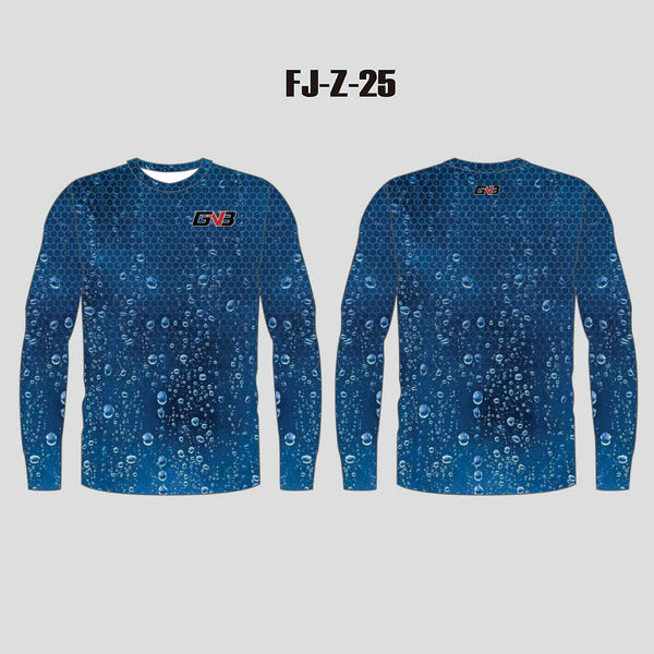 FJZ25 Water Droplets and Hexagon Background Performance Custom Fishing Shirts