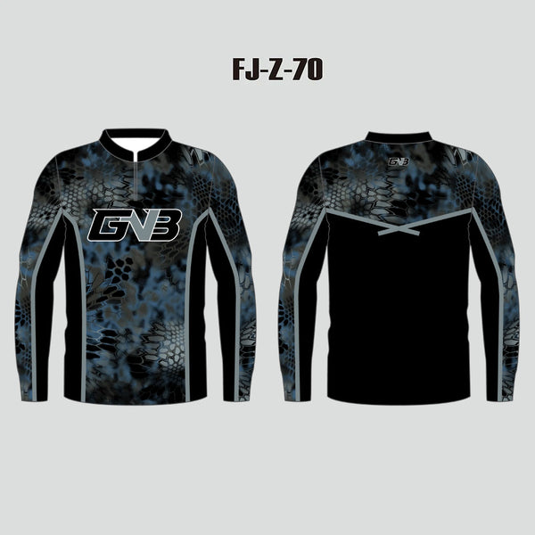 FJZ70 Light Blue Gray Performance Custom Fishing Shirts