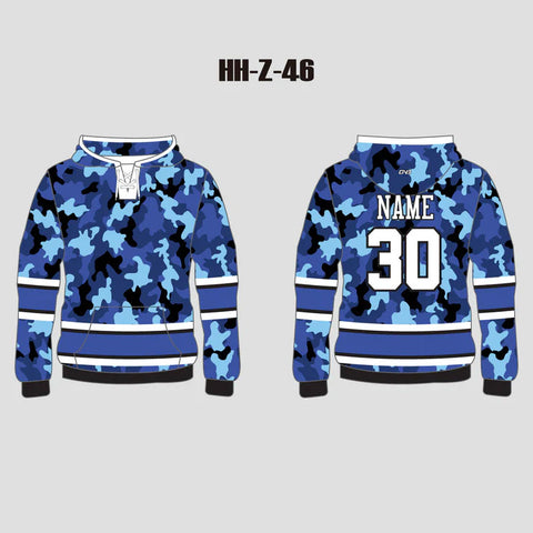 Blue Camo Sublimated Custom Hockey Sweatshirts