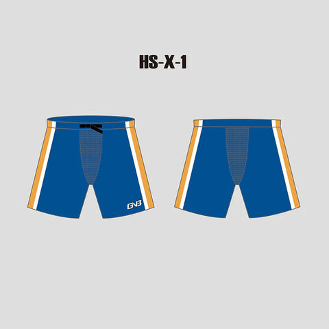 X1 Blue Gold and White Sublimated Custom Hockey Pant Shells