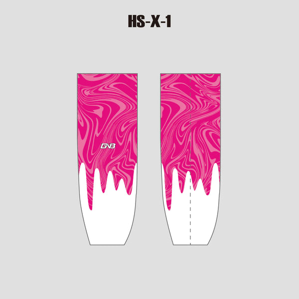 HSX1 Pink Liquid Sublimated Custom Adult Youth Hockey Socks
