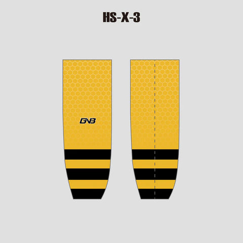 HSX3 Hexagon Yellow Sublimated Custom Adult Youth Hockey Socks