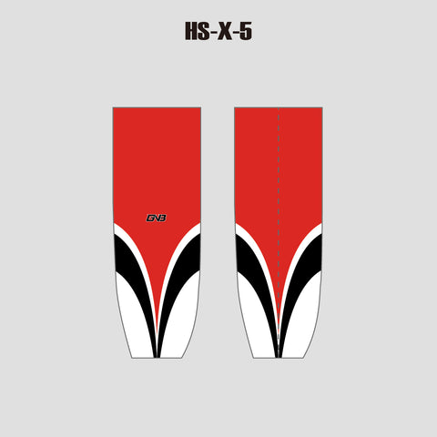 HSX5 Red Black White Custom Adult Youth Hockey Socks