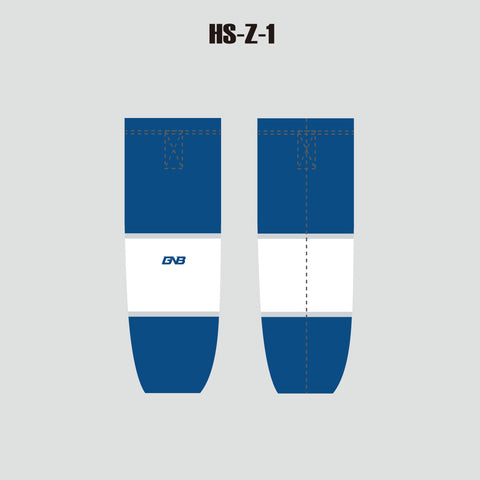 HSZ1 Blue and White Custom Sublimated Hockey Socks
