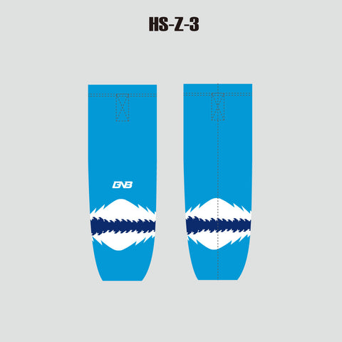 HSZ3 Blue Sublimated Custom Adult Hockey Socks