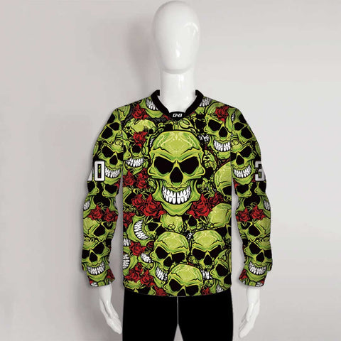 PJL8 Green Skull and Rose Sublimated Custom Paintball Jerseys