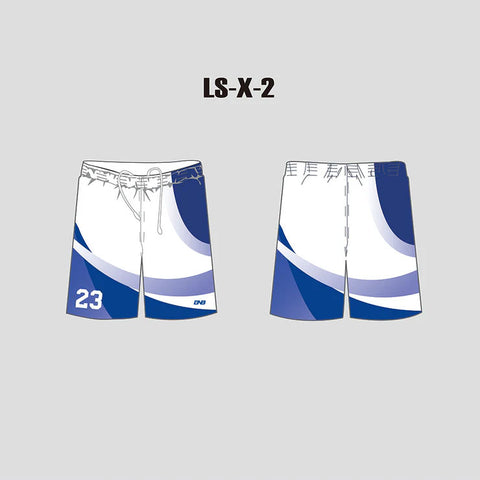X2 White and Blue Custom Men's and Women's Lacrosse Shorts