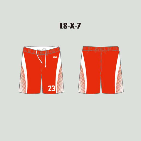 X7 Red Halftone Custom Adult Youth Lacrosse Shorts