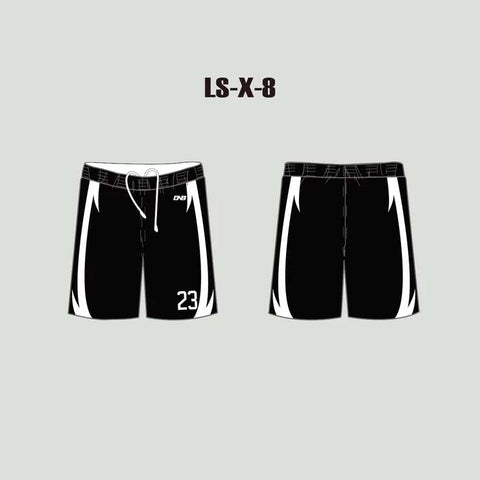 X8 Black White Blank Custom Adult and Youth Lacrosse Shorts