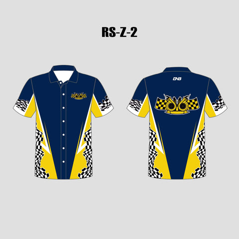 RSZ2 Navy Gold Full Button Custom Pit Crew Racing Team Shirts