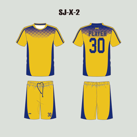 X2 Gold Blue Custom Team Soccer Jerseys For Adult and Youth