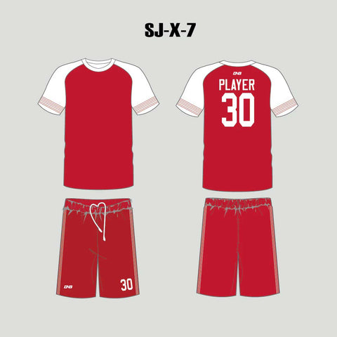 X7 Red White Custom Soccer Team Jerseys and Shorts No Minimums