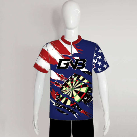 DSX1 Patriotic Distressed Dartboard Sublimated Custom Darts Shirts