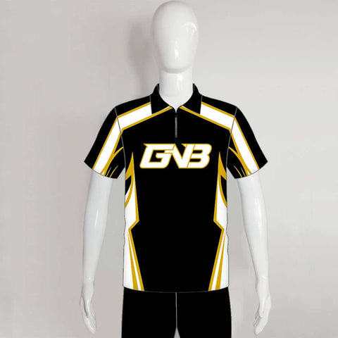 BJX1 Black White Gold Sublimated Custom Bowling Jerseys