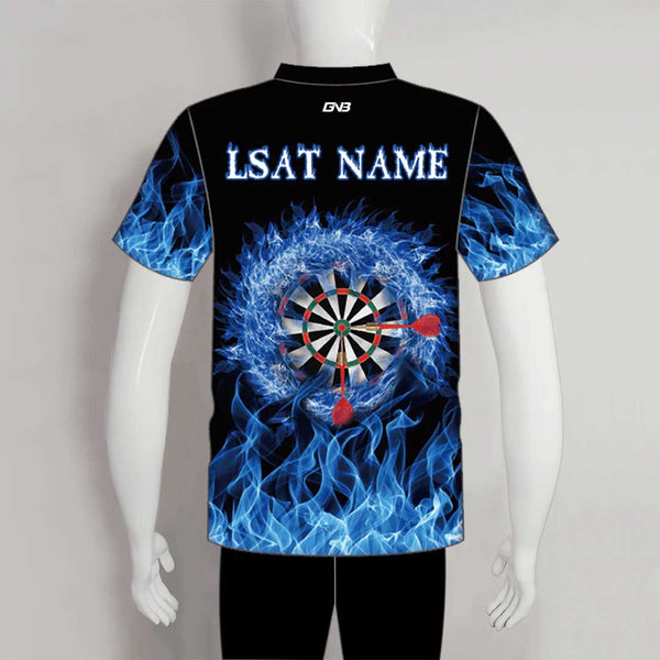 DSX2 Blue Fire Burning Skull Sublimated Custom Dart Shirts