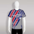 X20 Tattered American Flag Custom Grey Baseball Shirts Crew Neck