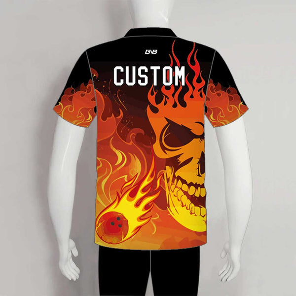 BJX3 Fire Skull Sublimated Custom Cool Bowling Jerseys