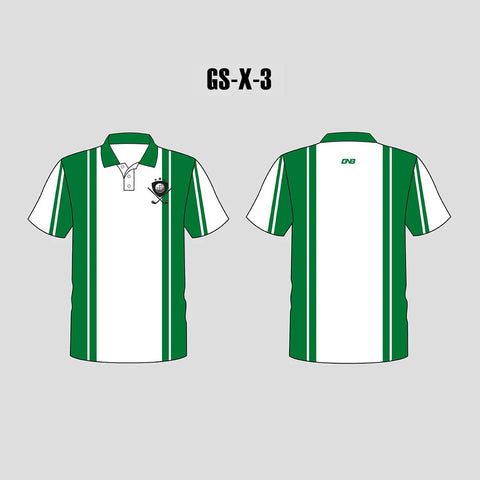 X3 White Green Custom Mens Golf Shirts With Logo