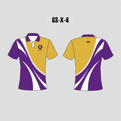 X4 Gold Purple Custom Womens Golf Shirts With Logo