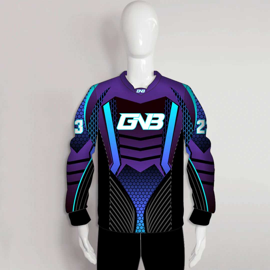PJZ11 Purple Blue Abstract Hexagone Custom Paintball Team Jerseys