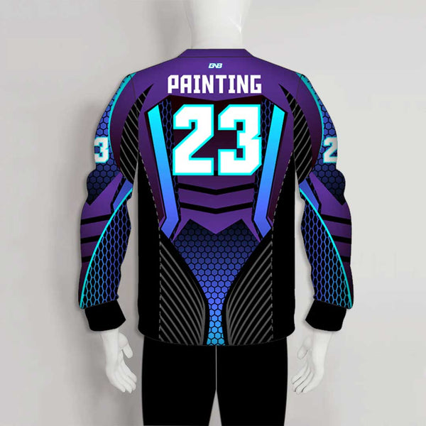 PJZ11 Purple Blue Abstract Hexagone Custom Paintball Team Jerseys
