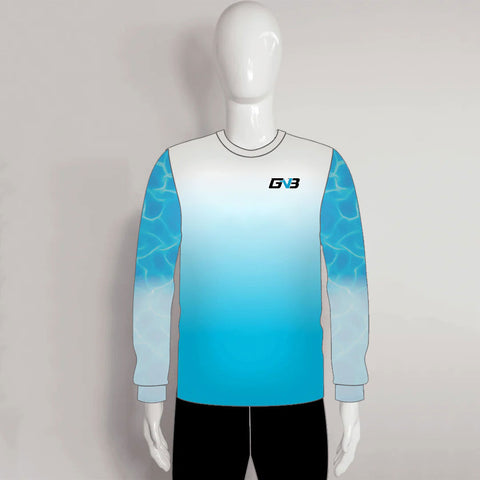 FJZ23 Blue Gradient Watter Wave Performance Custom Fishing Shirts