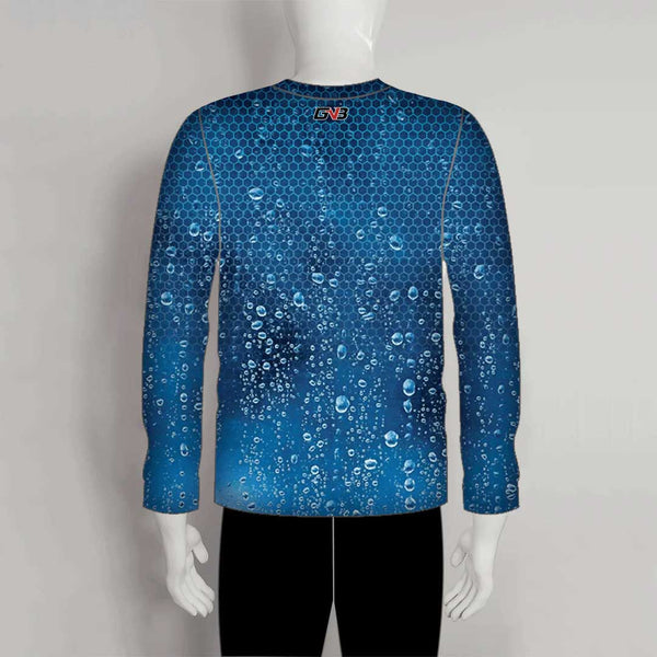 FJZ25 Water Droplets and Hexagon Background Performance Custom Fishing Shirts