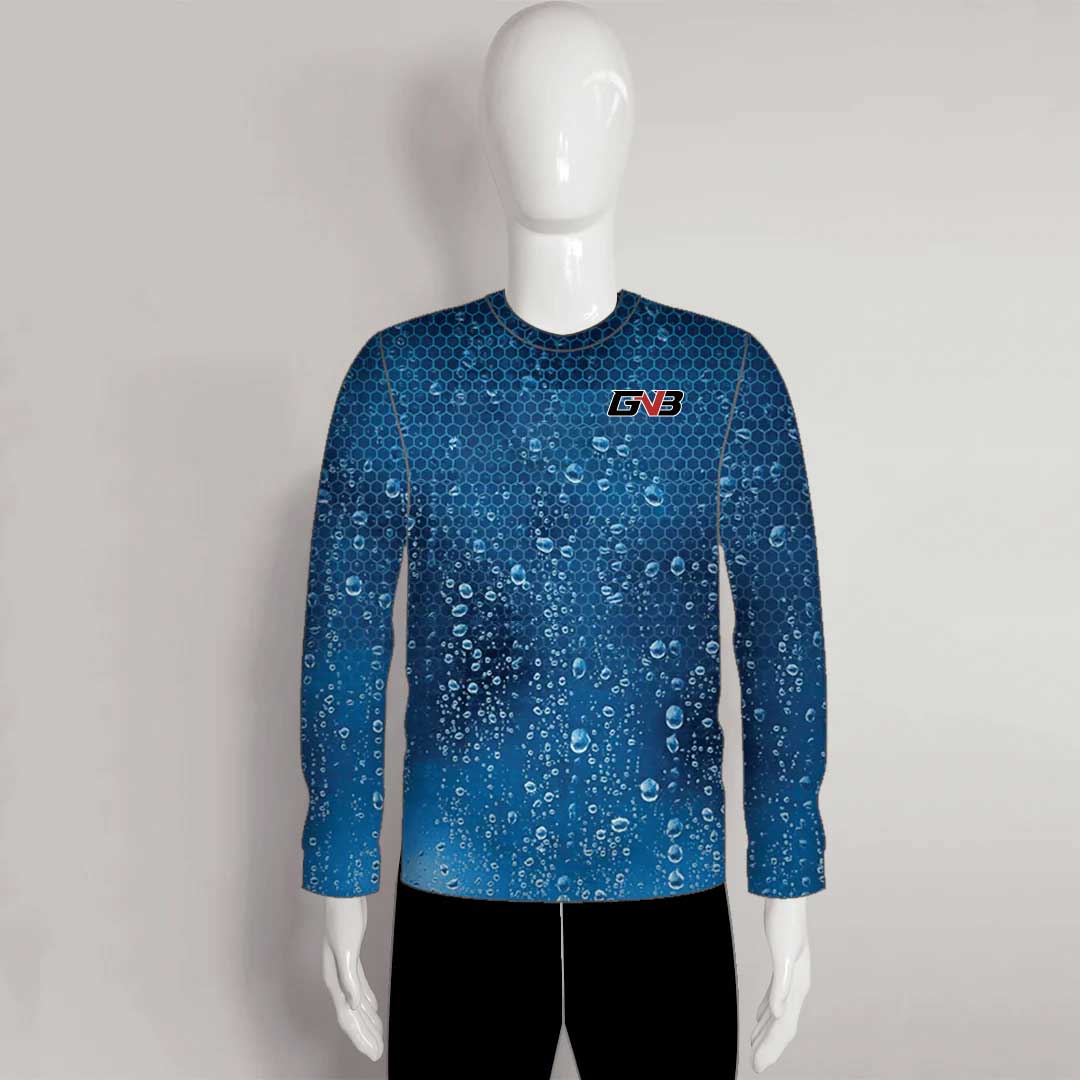 FJZ25 Water Droplets and Hexagon Background Performance Custom Fishing Shirts