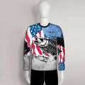 FJZ50 Fish Skeleton American Flag Custom Cool Fishing Shirts Crew Neck