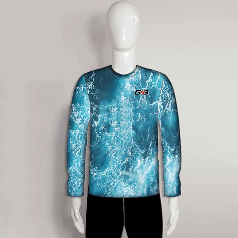 FJZ61 Blue Ocean Water Background Performance Custom Fishing Shirts